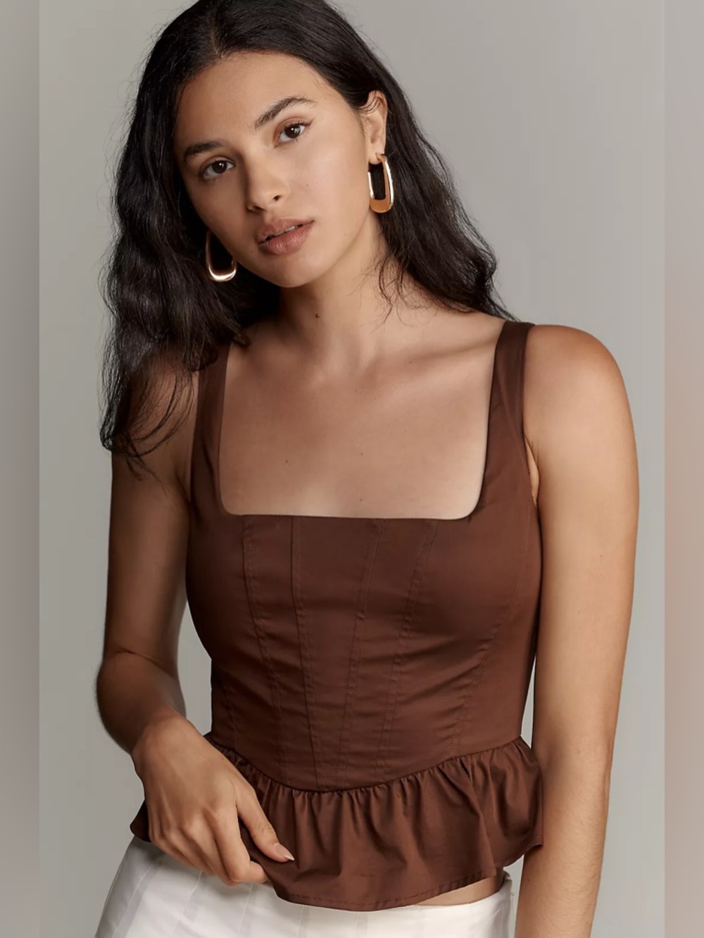 Mare Mare Square-Neck Peplum Tank
